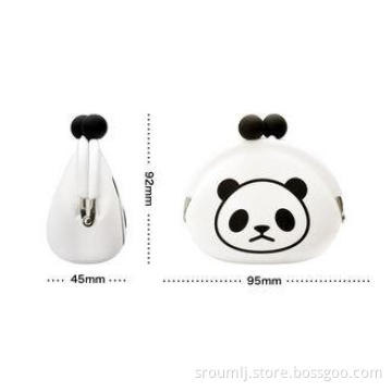 Womens Silicone Coin Purse Pochi Panda , Silk Printed Custo